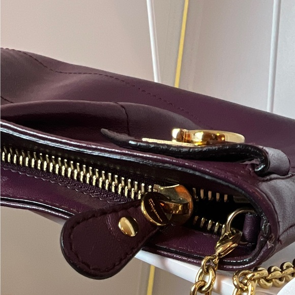 Salvatore Ferragamo Purple Leather Gancini Shoulder chain Bag - Picture 5 of 14